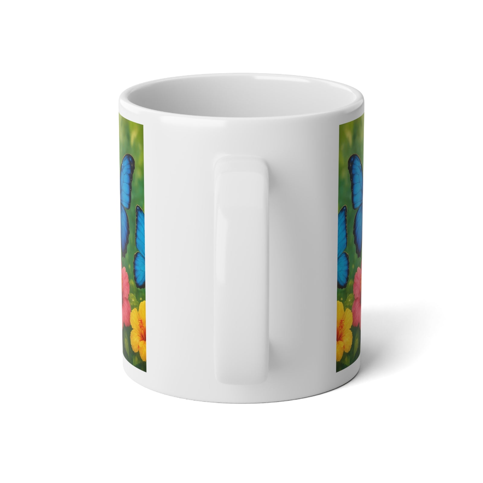 Jumbo Mug, 20oz, Morpho Butterflies Flight, Tropical Coffee Cup