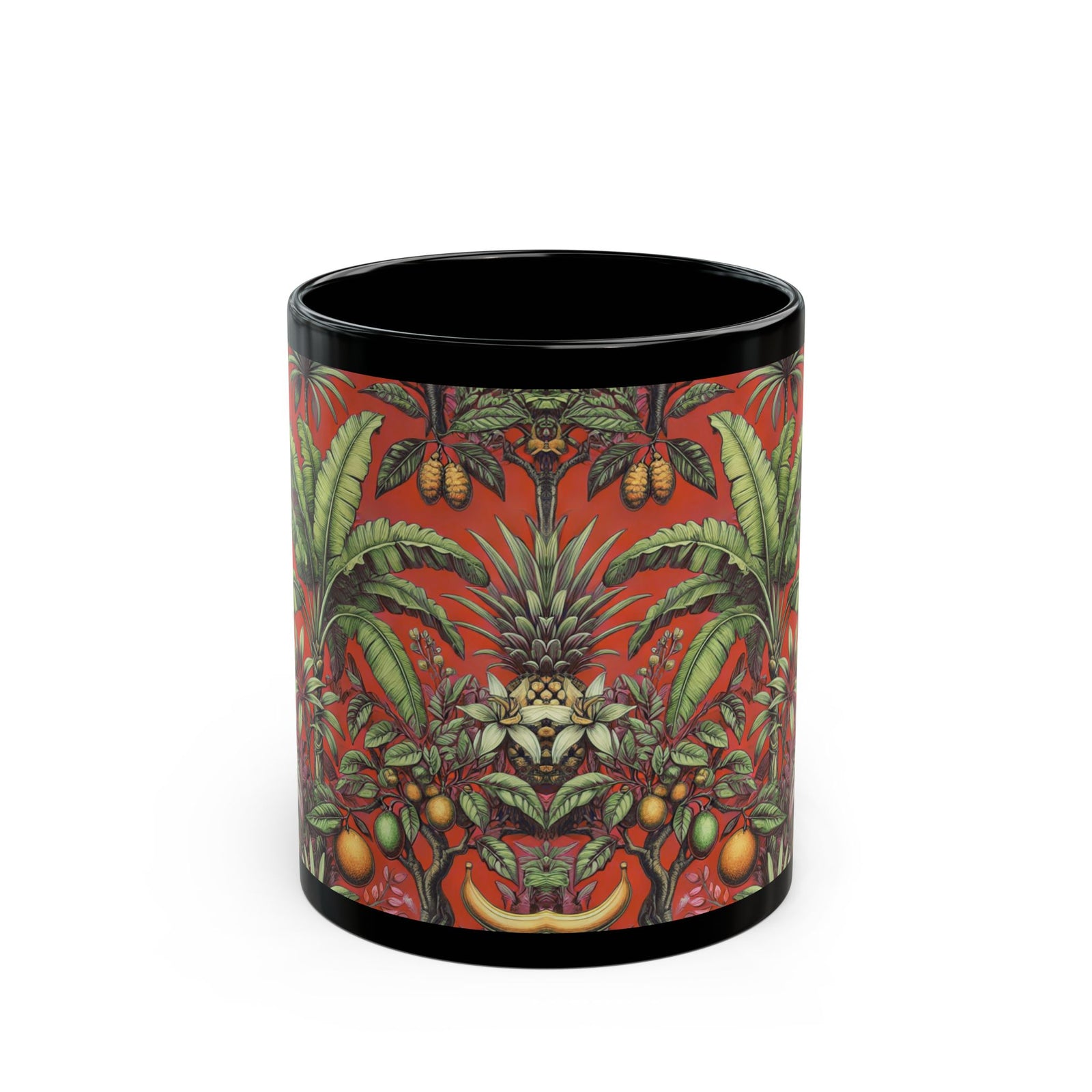 Black Coffee Mug - Tropical Fruit, Red