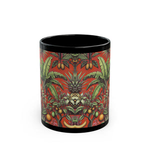 Black Coffee Mug - Tropical Fruit, Red