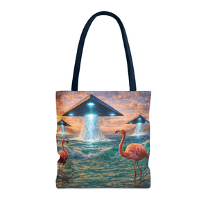 UFO and Flamingos Tote Bag - 3 Sizes