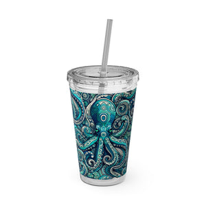 Tropical Tumbler with Straw | 16 oz: Aqua Octopus