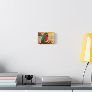 Tropical Beach Canvas - Tiki the Parrot Sunrise Wall Art, Yellow