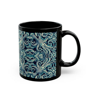 Black Coffee Mug - Twisted Aqua Octopus