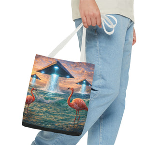 UFO and Flamingos Tote Bag - 3 Sizes