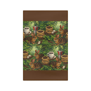 Tropical Microfiber Coffee/Tea Towel –Sumatran Rabbits & Coffee, Brown