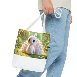 Baby White Peacock/White Trio Tote Bag - 3 Sizes