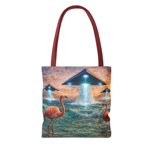 UFO and Flamingos Tote Bag - 3 Sizes