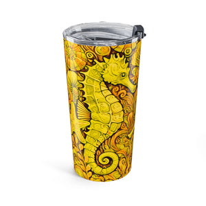20oz Tumbler ~ Seahorse Trio Yellow Insulated Travel Cup