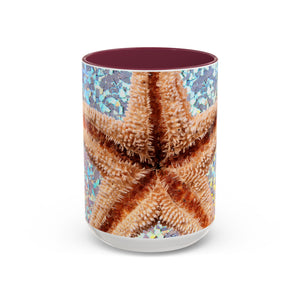 Colorful Mugs (11oz, 15oz), Disco Starfish Macro