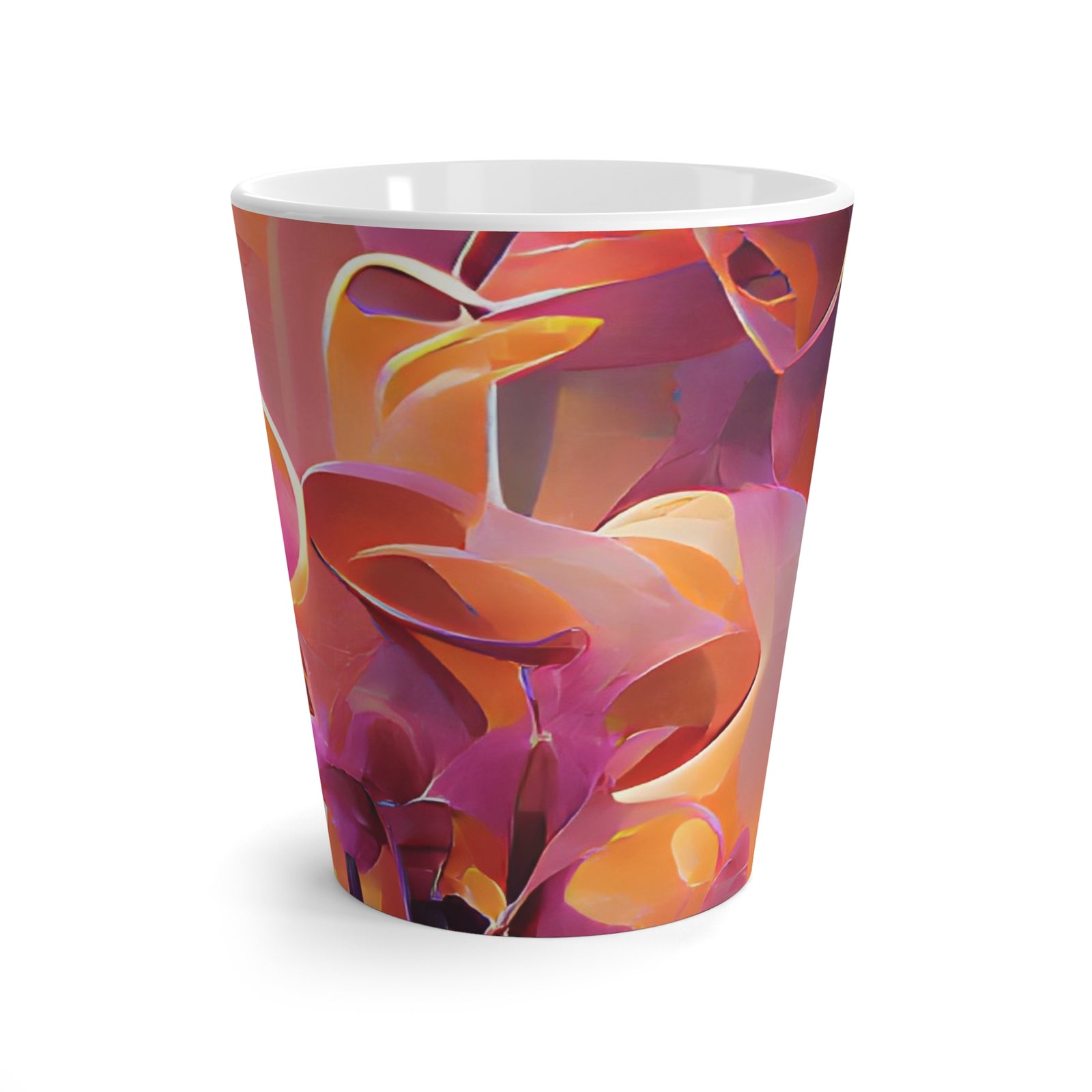 Latte White Mug - Perfect for Coffee Enthusiasts / Dreamy Orange Orchids