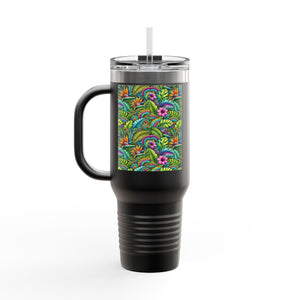 Insulated Travel Mug, 40oz / Rainforest Blooms - Perfect for Outdoor Adventures