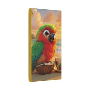 Tropical Beach Canvas - Tiki the Parrot Sunrise Wall Art, Yellow