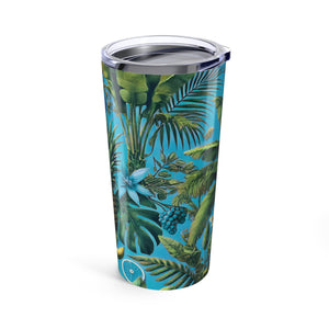 20oz Tropical Glossy Tumbler, Stainless Steel / More Tropical Fruit, Aqua Blue