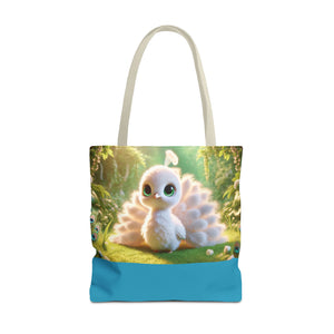 Baby White Peacock Trio Tote Bag - 3 Sizes