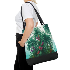 Tiny Palm Island/Black Tote Bag - 3 Sizes
