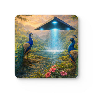 Coaster Set/4 -  UFO & Peacocks