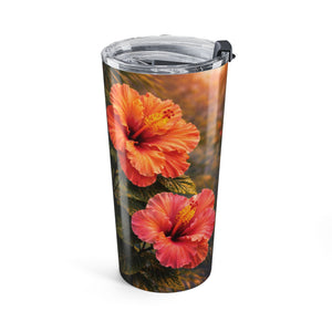 20oz Tumbler ~ Orange Hibiscus Insulated Travel Mug