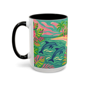 Accent Coffee Mug (11, 15oz), 8 Colors - Jum[mg Dolphins