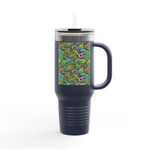Insulated Travel Mug, 40oz / Rainforest Blooms - Perfect for Outdoor Adventures