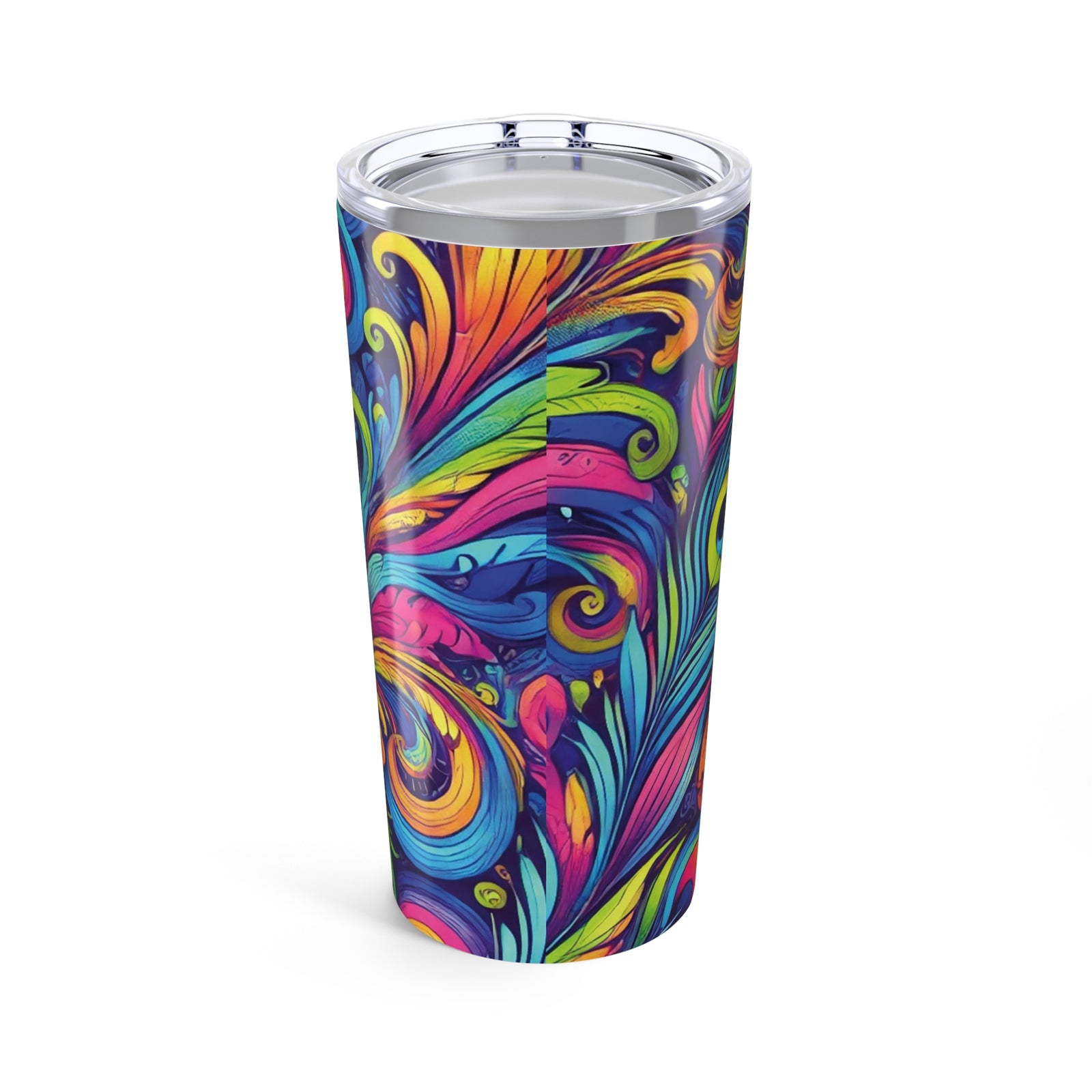 20oz Tropical Glossy Tumbler / Feather Currents Pop