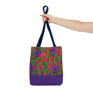 Midnight Flower Coral/Purple Tote Bag - 3 Sizes