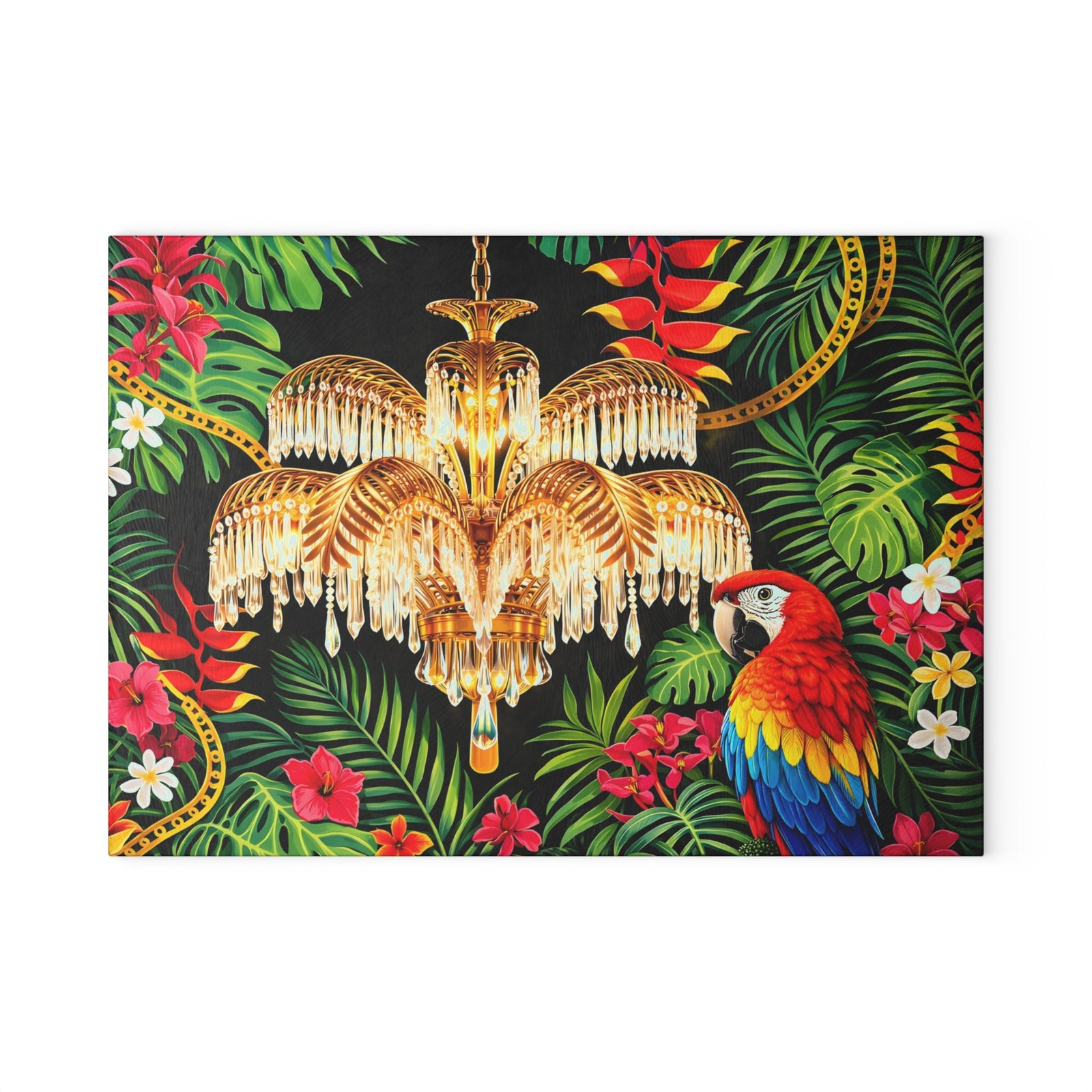 Glass Coffee Station Tray, ~ :Hollywood Regency Parrot, 2 sizes