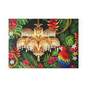 Glass Coffee Station Tray, ~ :Hollywood Regency Parrot, 2 sizes