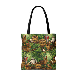 Tropical Rabbits & UFOs Tote Bag, Black - 3 Sizes