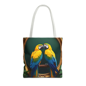 Rainforest Framed Parrot Pair Tote Bag - 3 Sizes