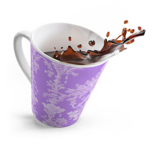 Latte White Mug - Perfect for Coffee Enthusiasts / Pearl Lady Toile, purple
