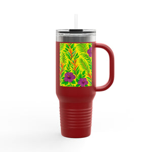 Midnight Flower Yellow Insulated Travel Mug - 40oz - Perfect for Outdoor Adventures