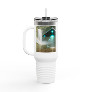 Insulated Travel Mug, 40oz / UFO & Waterfall