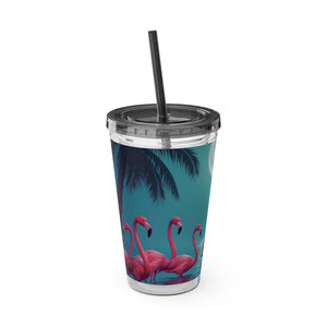 Tropical Tumbler with Straw | 16 oz: Moonlit Mermaid and Flamingos