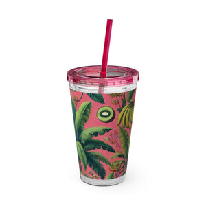 Tropical Tumbler with Straw | 16 oz:  More Tropical Palms, Coral