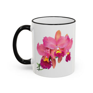 Accent Rim & Handle Mug – Pink Orchids