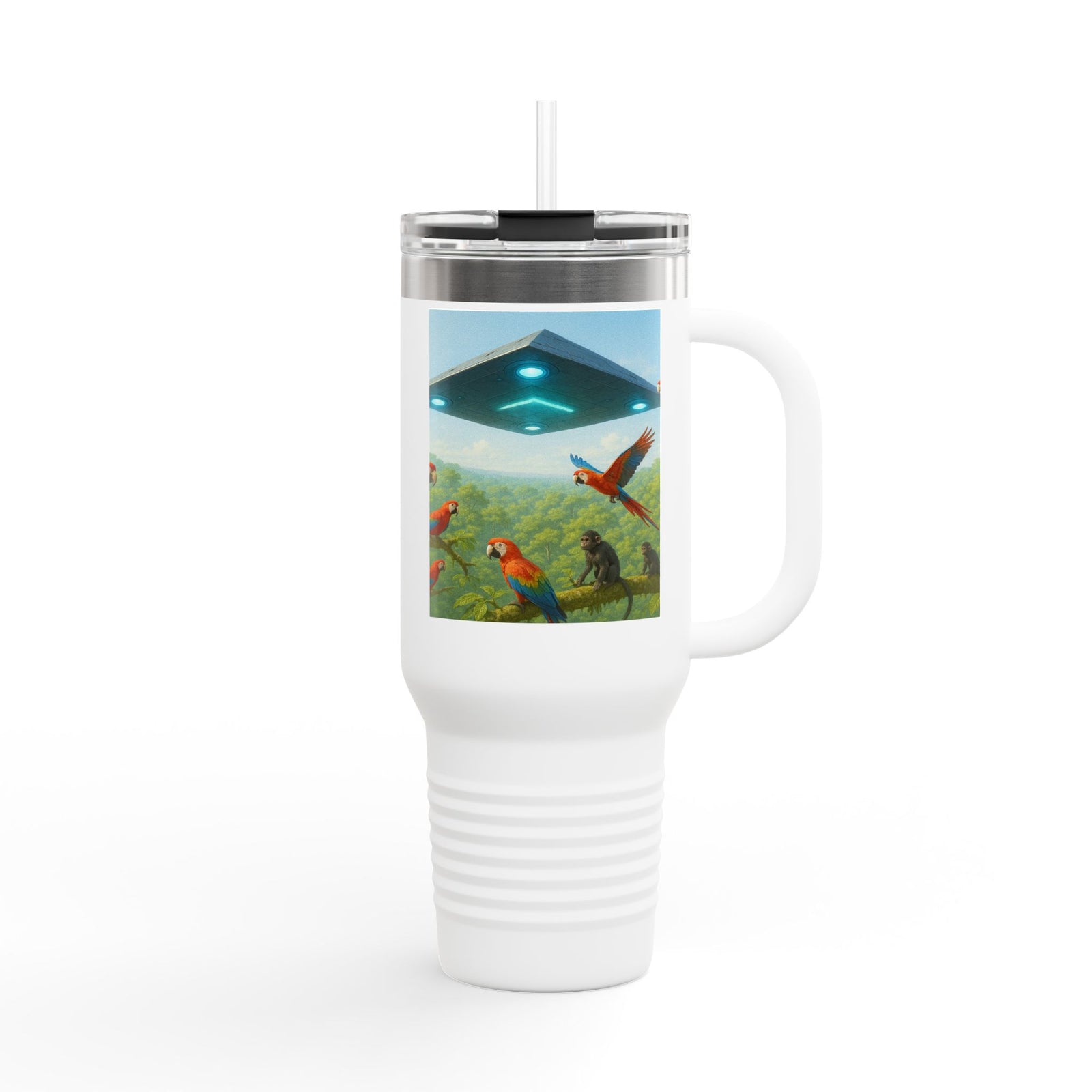Insulated Travel Mug, 40oz / UFO & Macaws