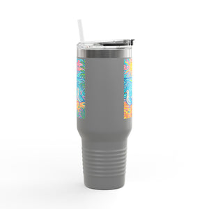 Insulated Travel Mug, 40oz / Tropical Beach Seagulls - Perfect for Outdoor Adventures