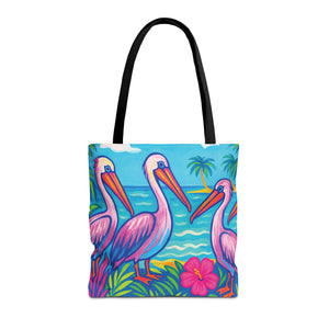 Beach Pelican Party Tote Bag - 3 Sizes