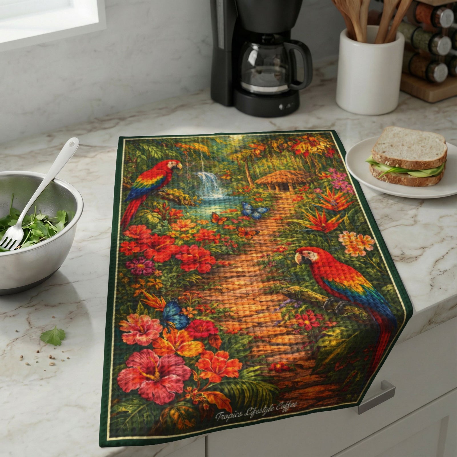 Coffee & Tea Kitchen Towel — Rainforest Garden Path