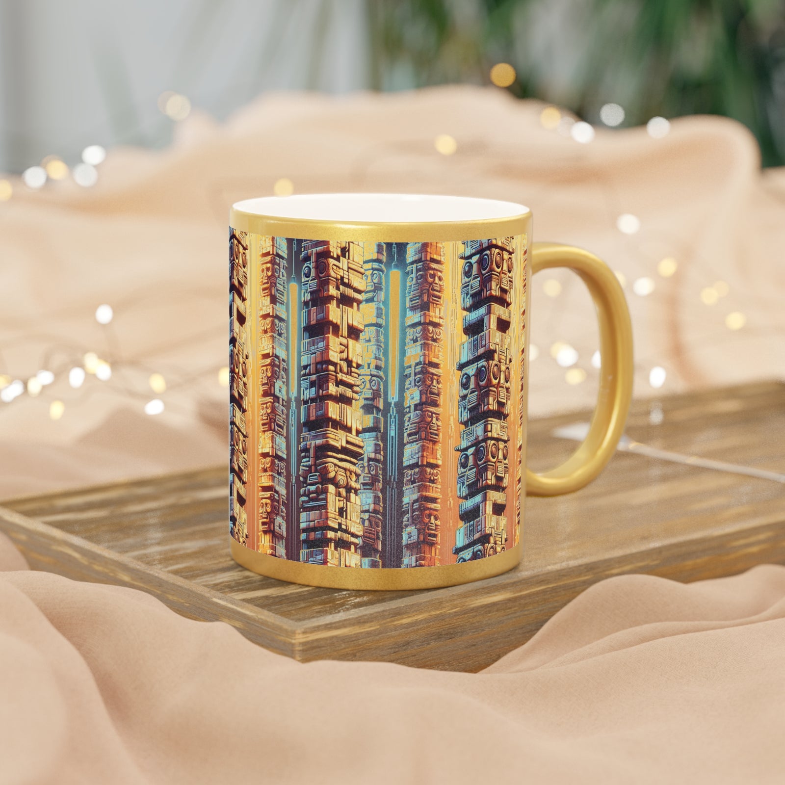 Tropical Metallic Mug, Gold or Silver: Techno Totems