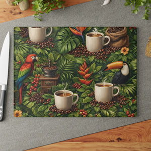 Glass Coffee Station Plate ~ Rainforest Coffee Friends