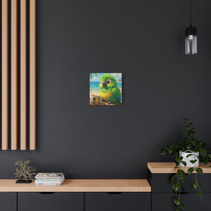 Tropical Beach Canvas - Lulu the Parrot Coffee Wall Art