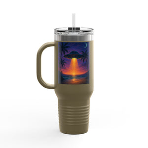 Insulated Travel Mug, 40oz / Beach UFO at Night