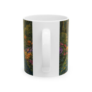 Black Coffee Mug: UFO and 2 Peacocks