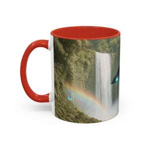 Accent Coffee Mug (11, 15oz), 8 Colors - UFO and Waterfall