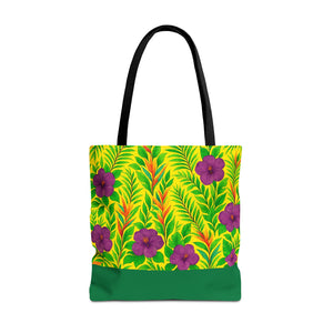 Midnight Flower Lime Tote Bag - 3 Sizes