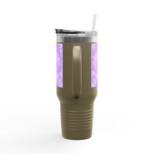 Insulated Travel Mug - 40oz - Perfect for Outdoor Adventures / Pearl Lady Toile/Amethyst