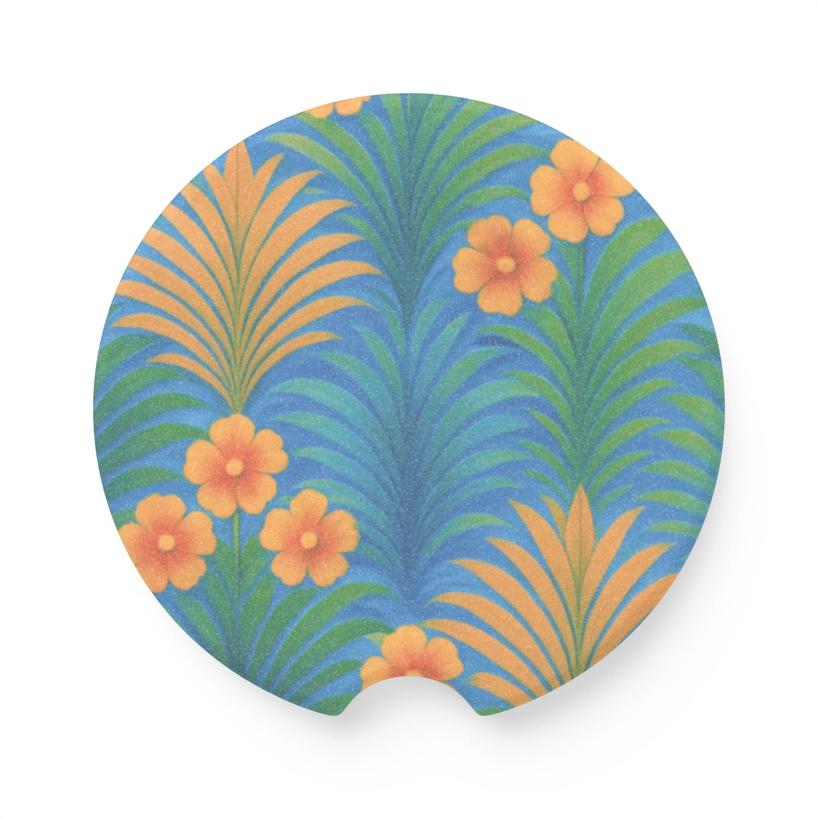 Soapstone Car Coaster - Sunrise Palms, Blue