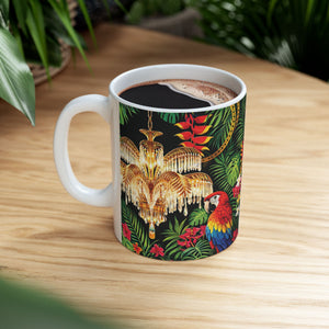 White Ceramic Mug — Holllywood Regency Parrot (11oz, 15oz)