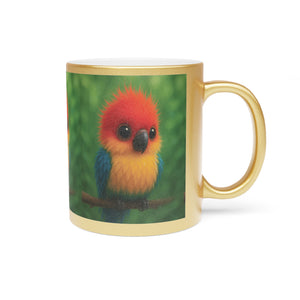 Tropical Metallic Mug, Gold or Silver - Baby Parrot